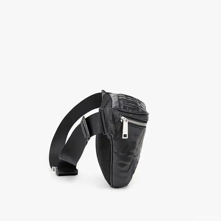 Affordable HOT Nappa Leather Fendi In Black FF Bag Belt Motif 0503